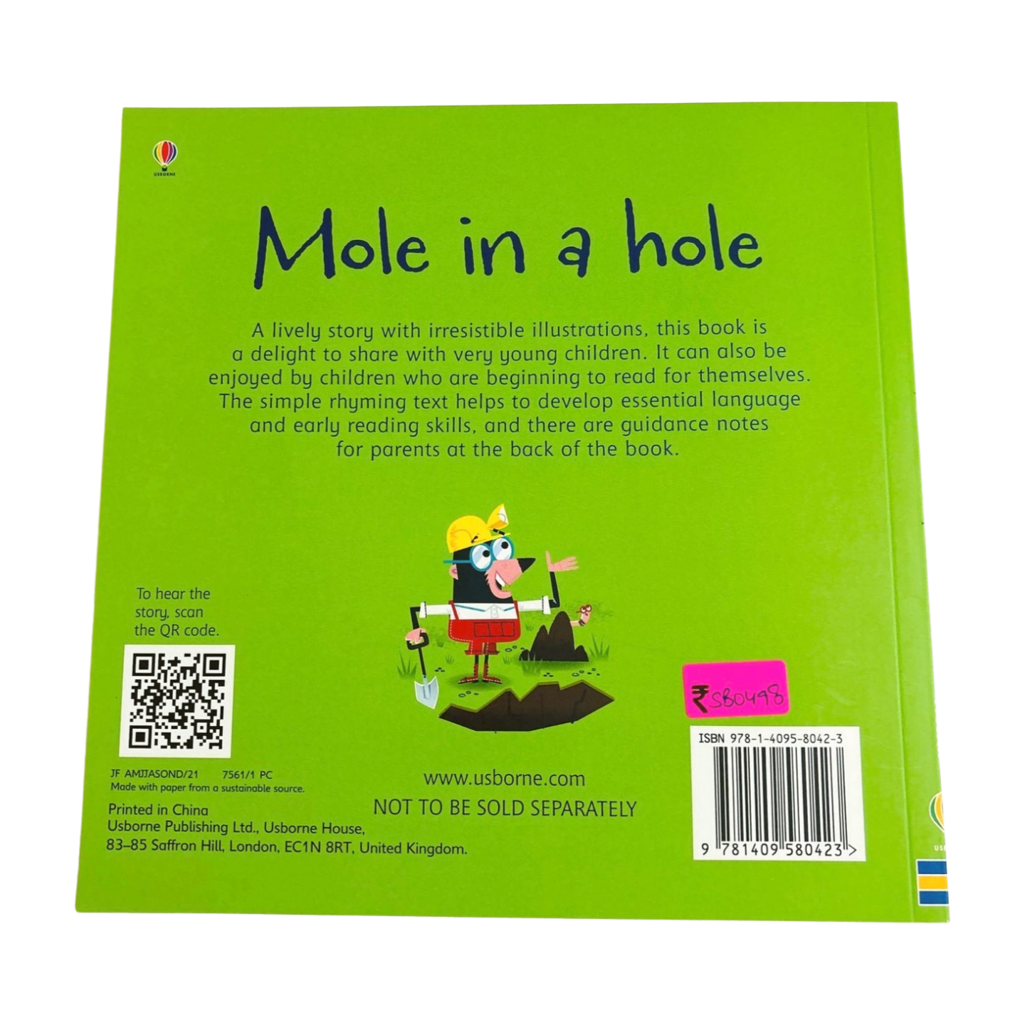 Usborne phonics readers- Mole in a hole