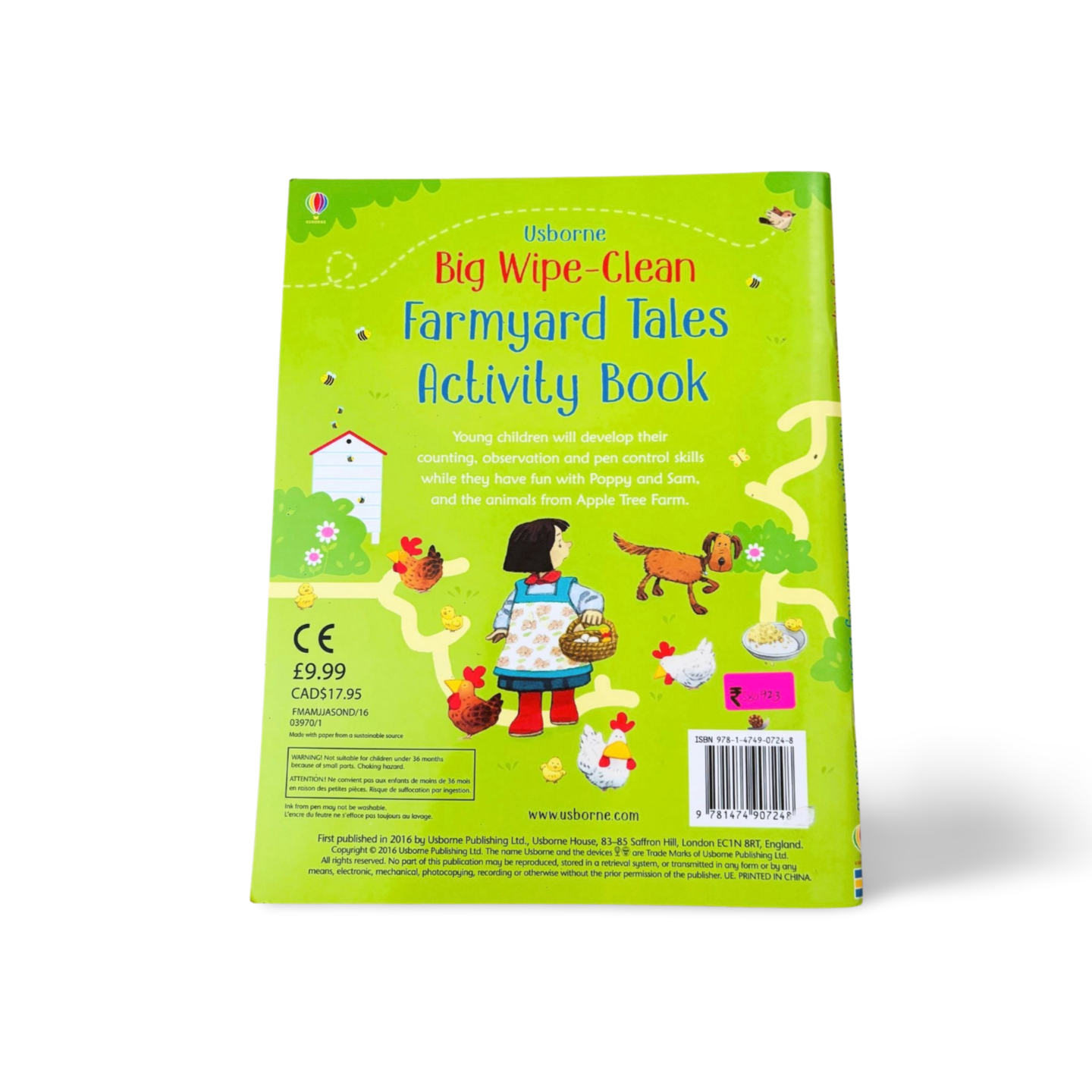Usborne Big Wipe - Clean Farmyard tales Activity Book