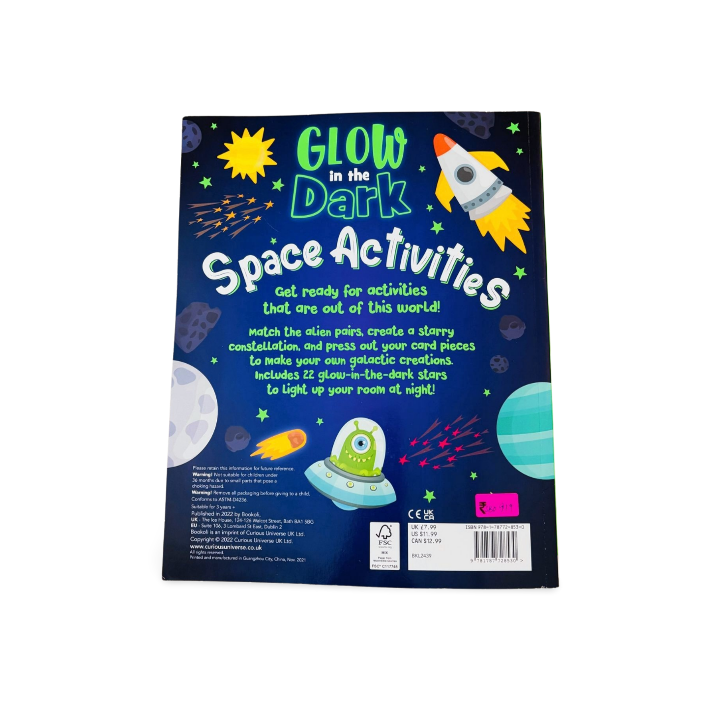 Glow in the Dark Space Activities- Glowing Stars-bookoli with cosmic press-outs