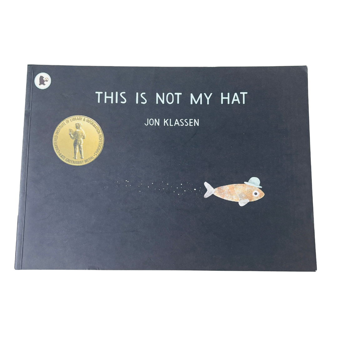Book titled 'This is Not My Hat' by Jon Klassen with a fish illustration on a white background