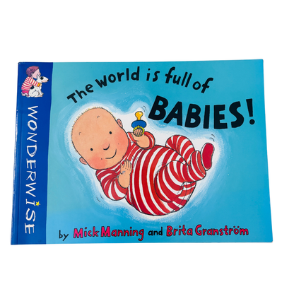 Book cover of 'The World is Full of Babies!' by Wonderwise with a baby character on a blue background.