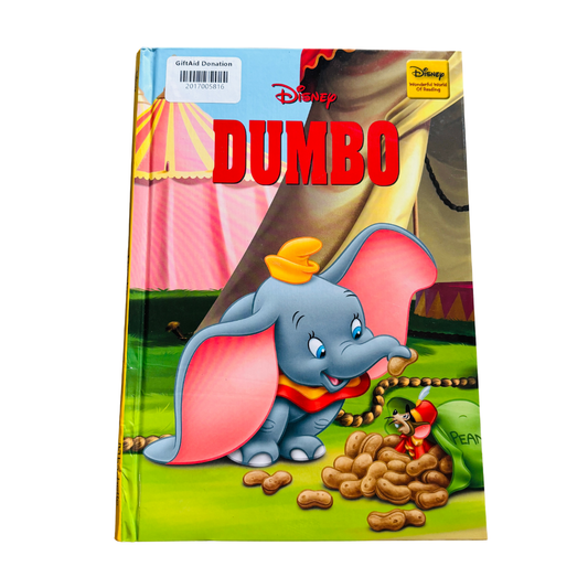 Book cover of 'Dumbo' with Dumbo the elephant and a circus tent in the background.