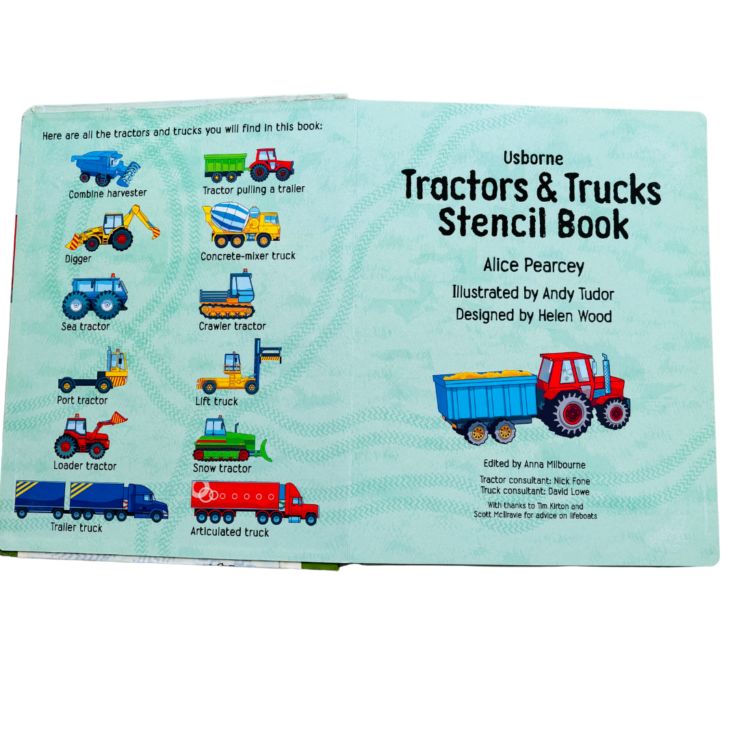 Usborne Tractors & Trucks Stencil Book