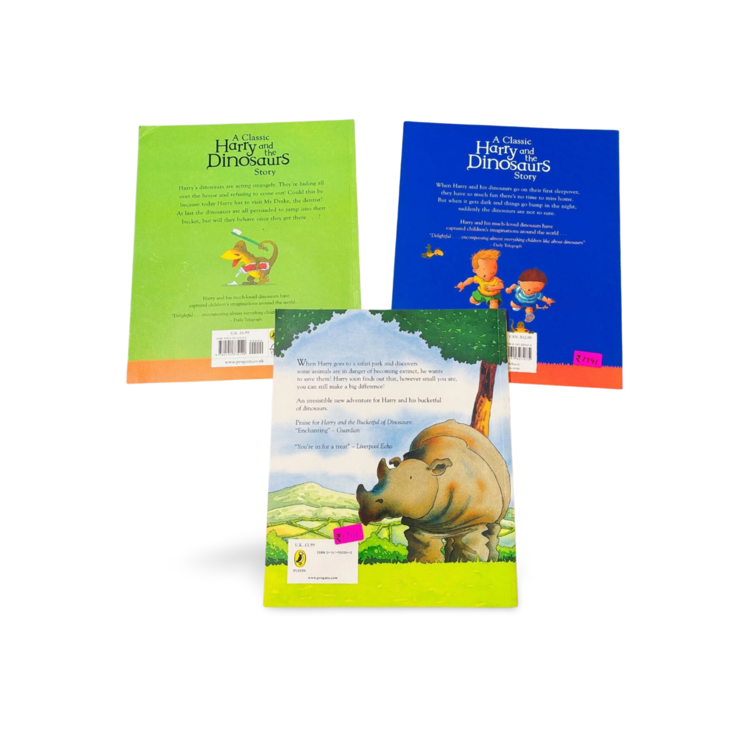 Combo Set Harry and the Dinosaurs Go Wild, Raahh & First Sleepover Ian Whybrow Set of 3 books