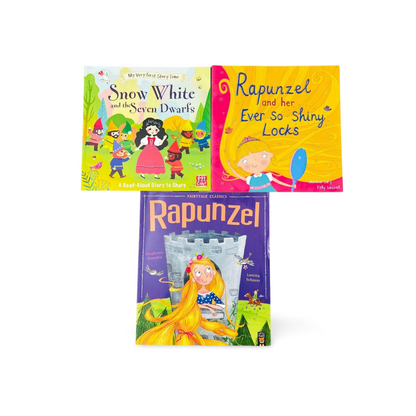 Combo Set Rapunzel & Rapunzel and her ever so Shiny Locks & Snow White  and the Seven Dwarfs Set of 3 books