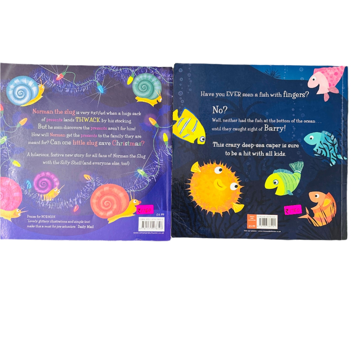 Combo Set Norman Slug and Barry Fish Fingers by Sue Hendra Set of 2 books