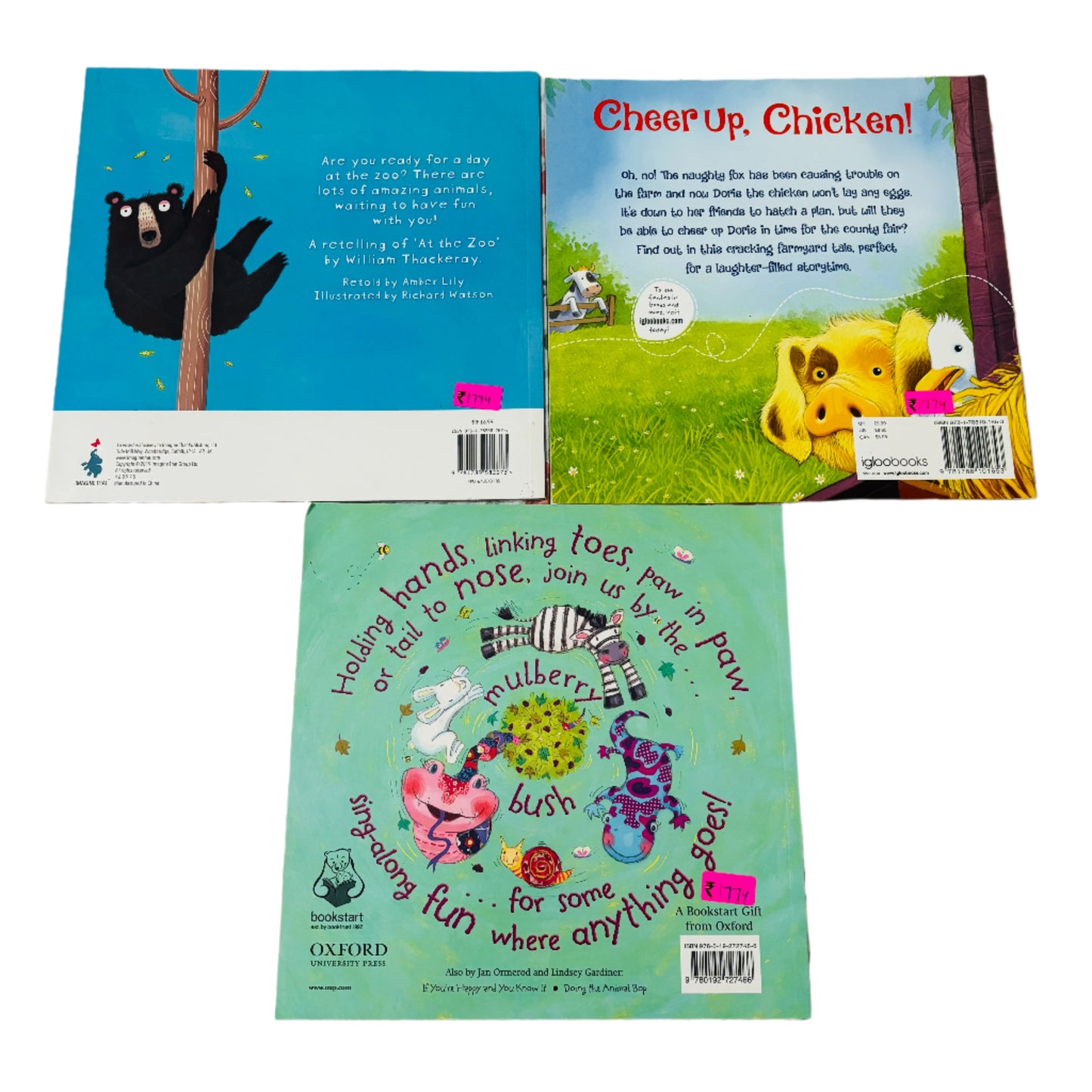Combo Set Woosh around the Mulberry Bush, Cheer Up Chicken & Day at the Zoo Picture Story Books