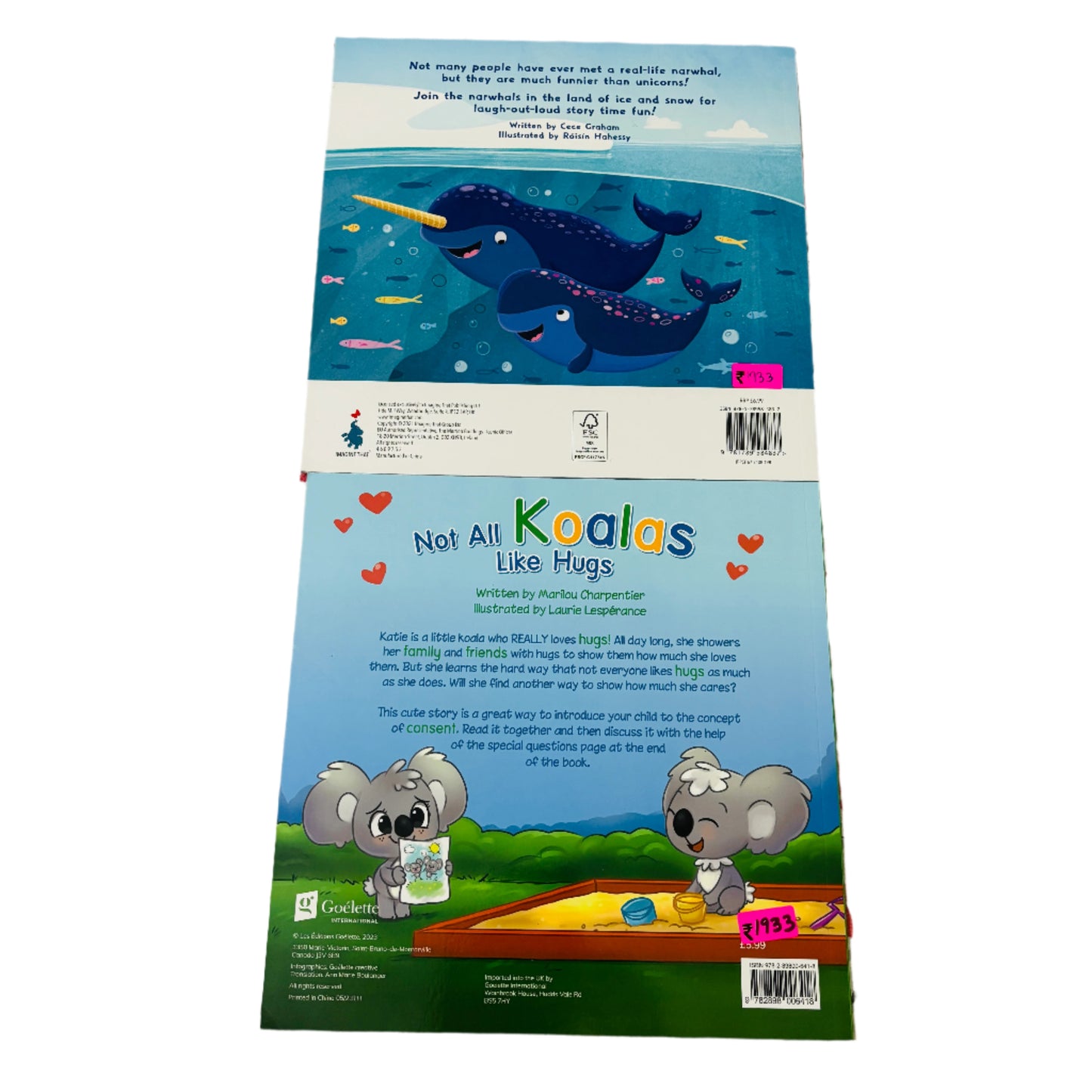 Combo Set Narwhals loves Nachos and Cheese & Not all Koalas like Hugs Picture Story books Set of 2 books
