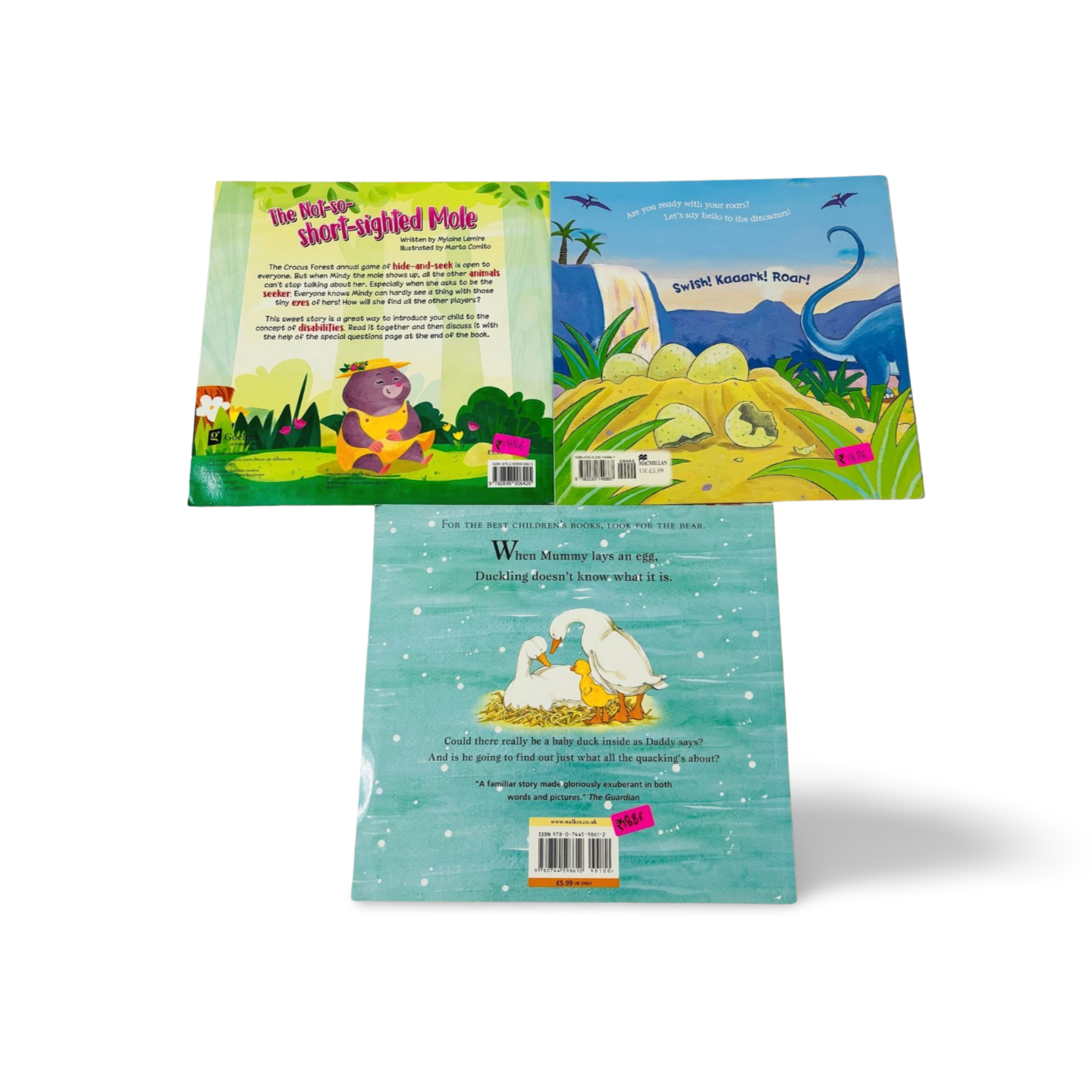 Combo Set It’s Quacking Time, The Not-so-Short Sighted Mole & Say Hello to the Dinosaurs! Set of 3 Books