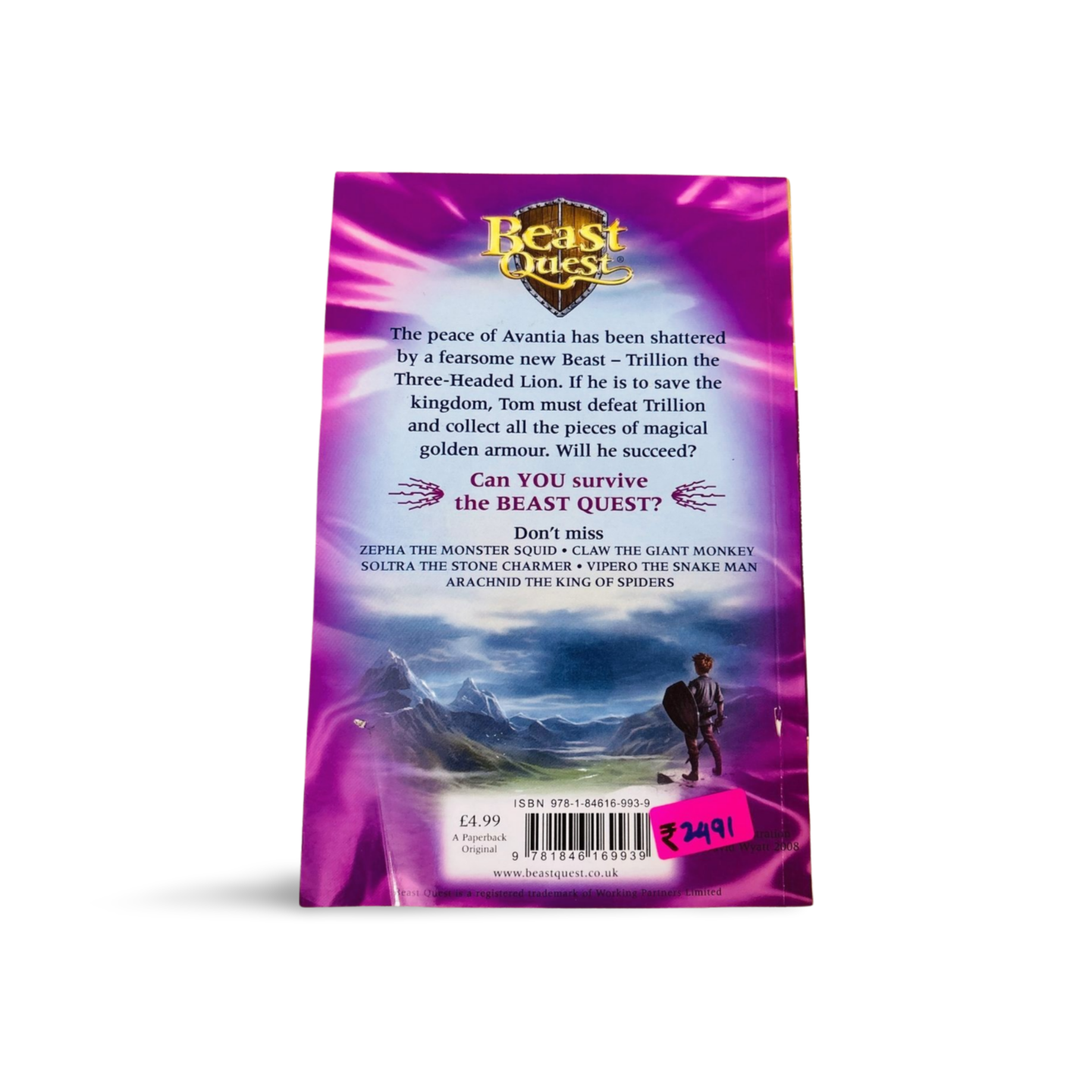 Beast Quest The Golden Armour Trillion Three Headed Lion by Adam Blade
