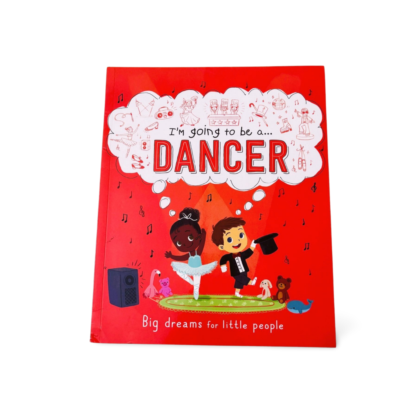 Children's book titled 'I'm going to be a Dancer' on a white background