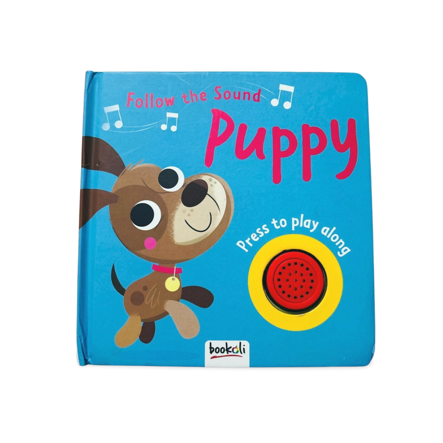 Follow the Puppy Sound Book by Bookoli with blue cover and puppy image