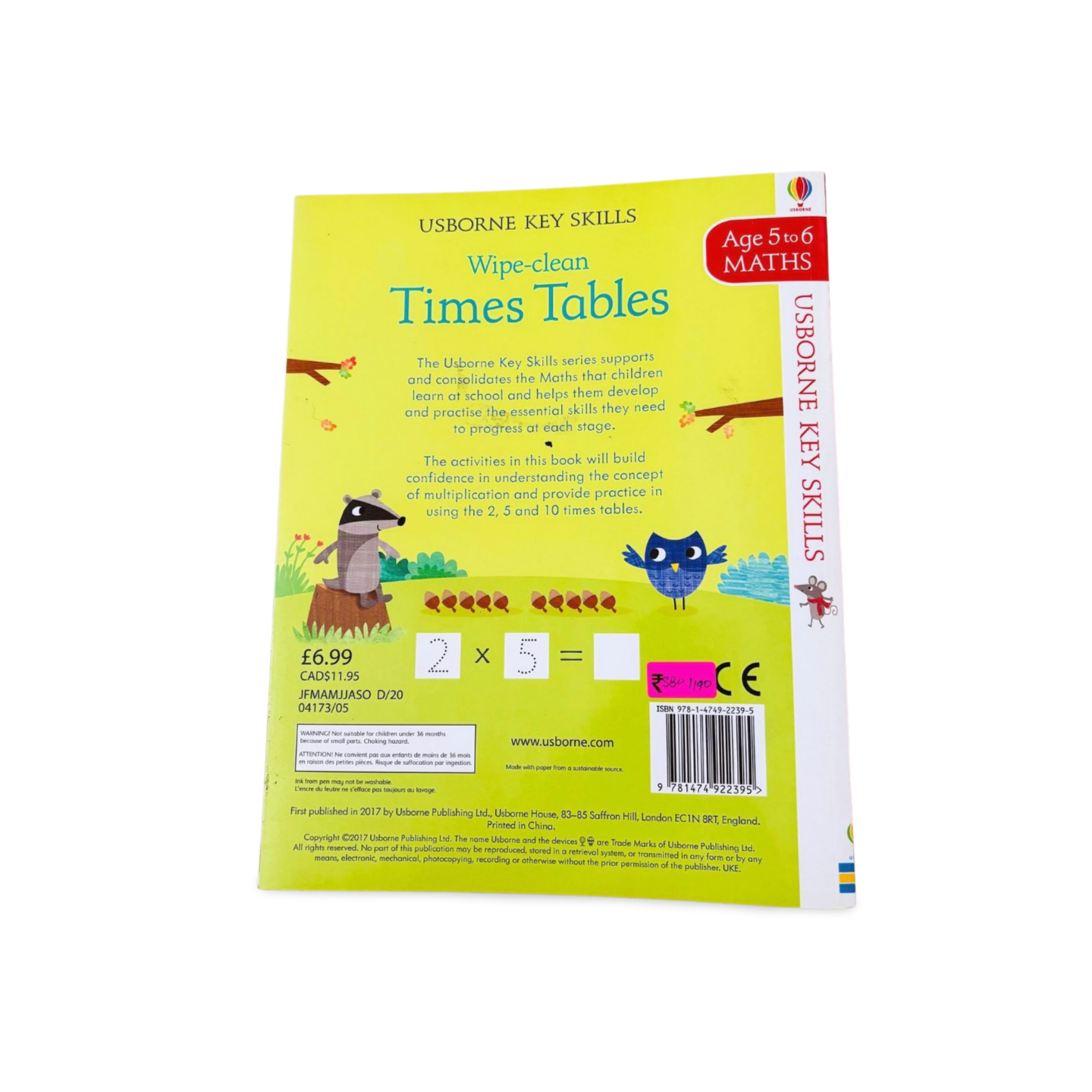 Usborne Key Skills Wipe - Clean Time Tables - Age 5 – 6